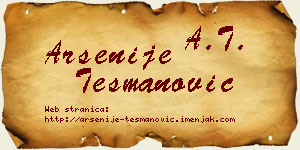 Arsenije Tešmanović vizit kartica
